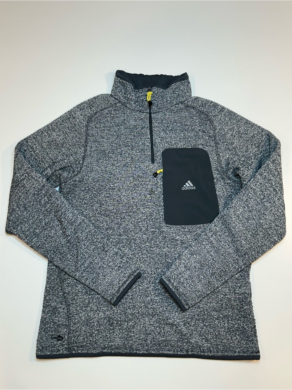 Adidas ClimaWarm Marled Gray Quarter Zip Fleece Pullover Sweater Jacket